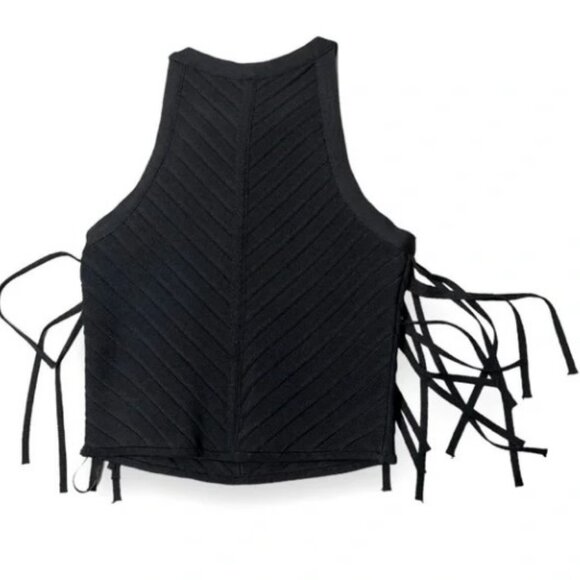 Torn by Ronny Kobo black fringe halter top size XS NWT - Picture 5 of 5